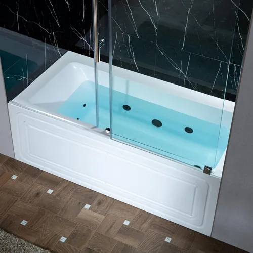 Miniatura 25 de WOODBRIDGE Bañera de hidromasaje rectangular de acrílico empotrada de 60" x 32" con jets calefactados en blanco con drenaje izquierdo, acabado negro