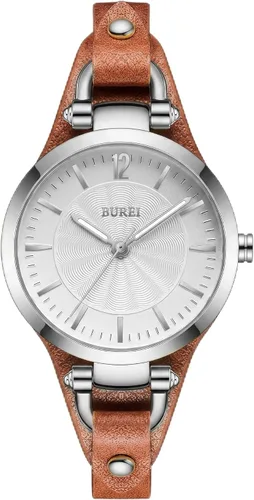 Miniatura 11 de BUREI Reloj de pulsera analógico de cuarzo para mujer, correa de cuero, reloj de pulsera Relogio Feminino, regalo para mujer