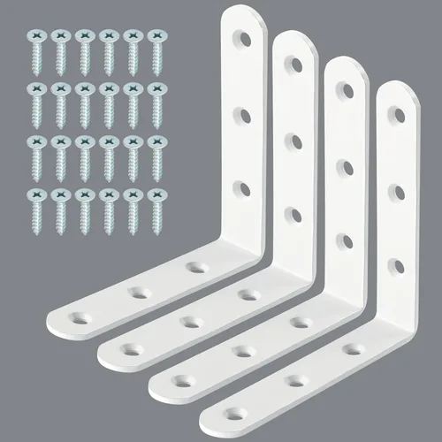 Miniatura 17 de Alise 4 soportes en L resistentes, soportes de esquina de 3.2 x 3.2 pulgadas, soportes flotantes blancos para estantes, soportes de montaje en pared
