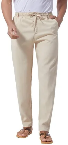 Miniatura 15 de Pantalones casuales de lino de algodón para hombre, pantalones sueltos de playa, pantalones largos de yoga ligeros