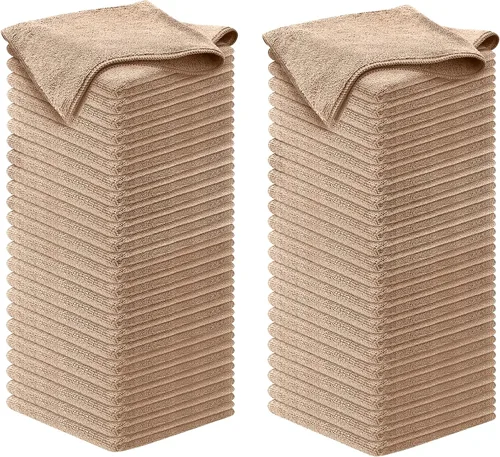 Miniatura 24 de USANOOKS Paño de limpieza de microfibra, color beige, 24 piezas (12.5 x 12.5 pulgadas), alto rendimiento, 1200 lavados, toalla de automóvil ultra