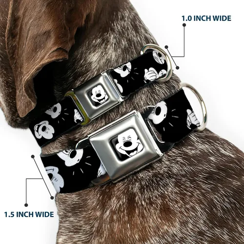 Miniatura 2 de Buckle-Down Collar de perro con hebilla de cinturón de seguridad, dálmatas para correr, patas, negro, gris, blanco, negro, 1 pulgada de ancho, se