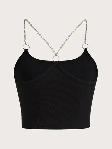 Miniatura 2 de SOLY HUX Women's Y2k Gothic Chain Cami Crop Top Sleeveless Sexy Tank Tops Camisole Clubwear Outfit