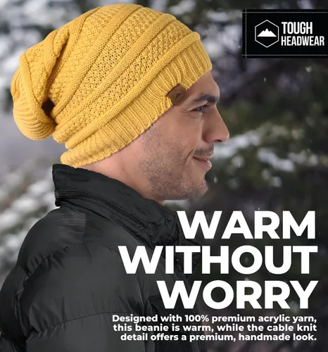 Miniatura 28 de Slouchy Cable tejido Gorro de lana por Tough Headwear – Gorro de lana de gran tamaño Sombreros Gorros Graves Sombreros Para Hombres y Mujeres