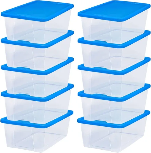 Miniatura 9 de HOMZ - Paquete de 10 contenedores Snaplock, pequeños organizadores de plástico transparentes con tapas, 6 cuartos de galón, azul - Cajas Tapa azul