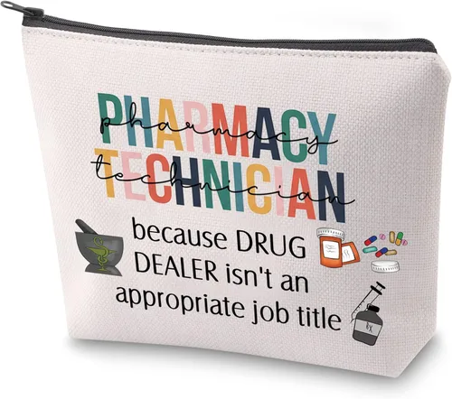 Miniatura 7 de ZJXHPO Pharmacy Tech Survival Kit RX Neceser Técnico de Farmacia Bolsa de Maquillaje con Cremallera Farmacia Tech Apreciación Regalo, BL Pharmacy