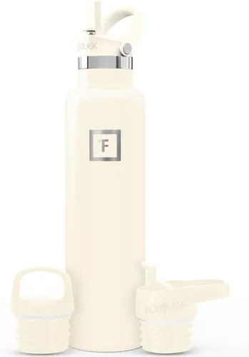 Miniatura 19 de IRON °FLASK Botellas de agua de campamento/senderismo, 3 tapas (estrecha con popote), sin fugas, aisladas al vacío, acero inoxidable de doble pared