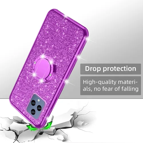 Miniatura 5 de Funda para T-Mobile Revvl 6 5G (no Revvl 6 Pro), Funda para T-Mobile T Phone 5G/Revvl 6X Niñas Mujeres Glitter Linda Cubierta Transparente de Púrpura