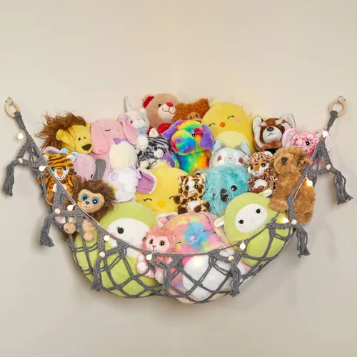 Miniatura 37 de Lilly's Love Hamaca para animales de peluche, organizador colgante de esquina, almacenamiento de juguetes, red de almacenamiento de animales