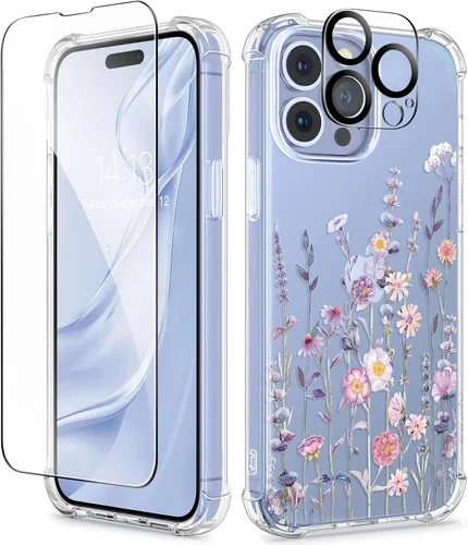 Miniatura 116 de GVIEWIN - Funda floral para iPhone 14 de 6.1 pulgadas, protector de pantalla + protector de lente de cámara, no se amarillenta, a prueba de golpes