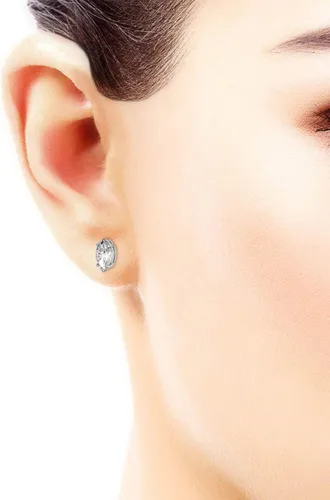Miniatura 5 de Aretes de oro blanco de 14 quilates de moissanita de Charles & Colvard de 0.315x0.157 in marquesa 1.00cttw DEW