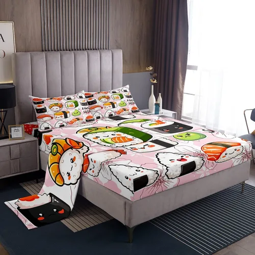 Miniatura 6 de Manfei Juego de sábanas musicales tamaño matrimonial, juego de ropa de cama con estampado de notas musicales retro para niños y niñas, decoración