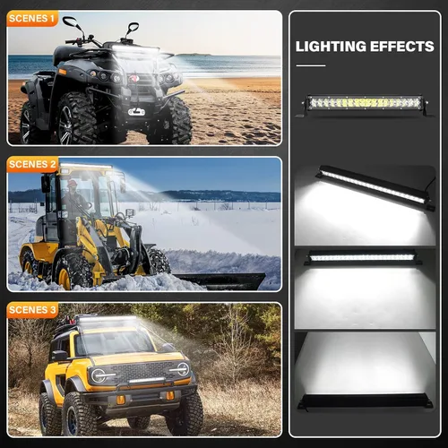 Miniatura 6 de SKYWORLD Barra de luz de trabajo LED de doble fila de 15 pulgadas, 108 W, 10800LM, haz de punto antiniebla, 6000 K, lámpara de conducción