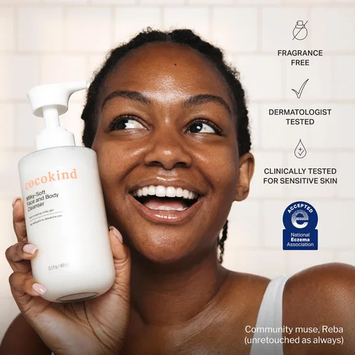 Miniatura 3 de Cocokind Milky-Soft Limpiador facial y corporal, gel hidratante facial y corporal para pieles sensibles, limpiador suave con ceramidas, sin