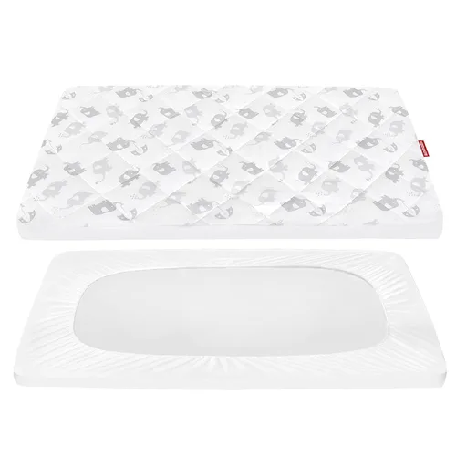 Miniatura 14 de Sábanas ajustables para Pack and Play, transpirables, gruesas, parque de juegos con estampado encantador 39"×27"×5", compatible con Graco Pack n