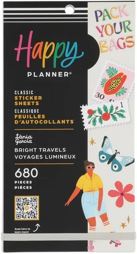 Happy Planner - Paquete de calcomanías para calendarios, diarios y agendas, accesorios multicolor para álbumes de recortes, tema de viajes Viajes