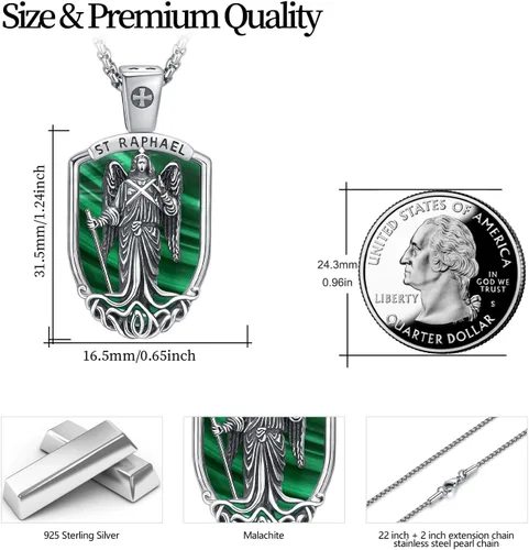 Miniatura 510 de Collar con colgante de plata de ley 925 con medalla de San Patrón, joyería religiosa para hombres y mujeres, con cadena de acero inoxidable 316L