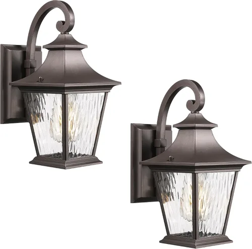 Miniatura 13 de Emliviar Lámpara de Pared de 12.2 Pulgadas con Vidrio de Ondas de Agua, 1 Luz de Patio Exterior para Casa, Aluminio Fundido a Presión en Acabado
