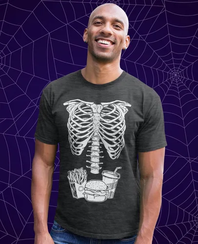 Miniatura 3 de Divertidos disfraces de maternidad de Halloween para parejas, juego de camiseta a juego con diseño de hamburguesa y patatas fritas
