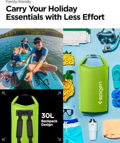 Miniatura 2 de Spigen AquaShield - Mochila impermeable A631, bolsa de almacenamiento seca ligera con parte superior enrollable para viajes, natación, canotaje