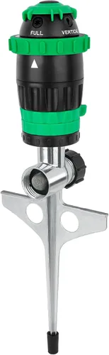 Aspersor de transmisión de engranajes Restmo con base de punta de metal, sistema de riego de jardín de 5 patrones de servicio pesado, aspersor de