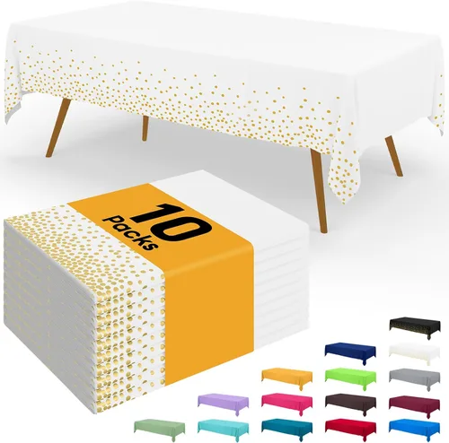 Miniatura 81 de Smiry - Juego de 6 manteles desechables, 54 x 78 pulgadas, manteles impermeables rectangulares para fiestas, cubierta de mesa de plástico