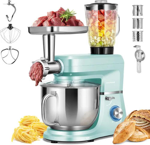 Miniatura 10 de VIVOHOME Mezclador de pie multifuncional 9 en 1 con fermentación, mezclador eléctrico de cocina de 6 velocidades y 7 cuartos con temporizador, Rojo
