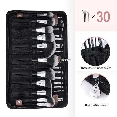 Miniatura 7 de DUcare Organizador de brochas de maquillaje, 30 piezas, fundas de viaje plegables, brochas de maquillaje, bolsa de cosméticos de pie, almacenamiento