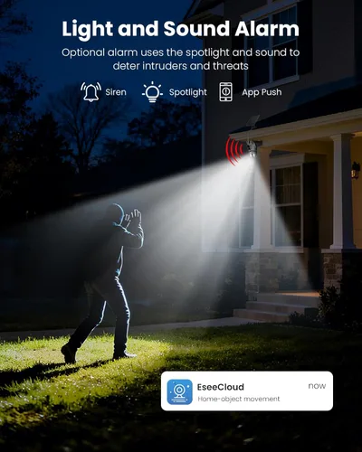 Miniatura 7 de Hiseeu Cámara solar inalámbrica al aire libre de 4MP de doble lente, cámara de seguridad para el hogar inalámbrica WiFi Pro de 5G y 2.4G, PTZ