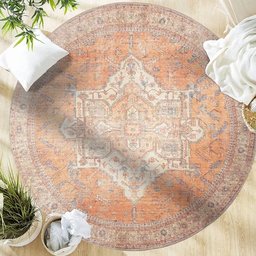Miniatura 28 de GLN Rugs Traditional Collection - Alfombra de felpilla lavable a máquina, tradicional, antideslizante, alfombra de felpilla de pelo bajo, para sala