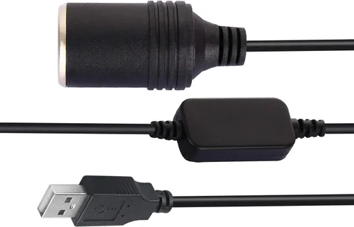 Miniatura 3 de USB A macho a 12 V encendedor de cigarrillos de coche, enchufe hembra convertidor de cable elevador para encendedores, grabadora de conducción