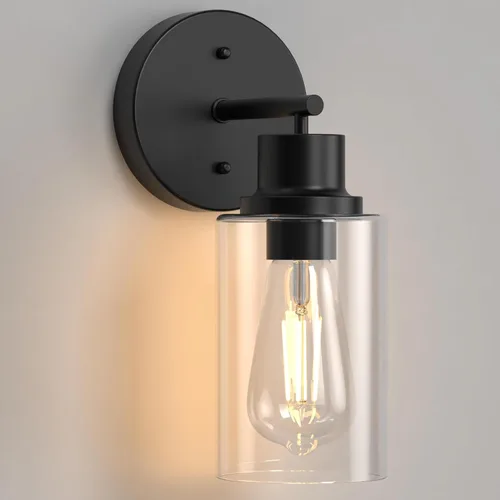 Miniatura 12 de Lámparas de Aplique de Pared para Dormitorio Baño, Iluminación Moderna de Tocador, Linternas de Montaje en Pared de Granja en Negro Mate