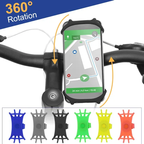 Miniatura 5 de PATIKIL Soporte de teléfono para bicicleta, rotación de 360°, de silicona, para teléfonos de 3 a 6.5 pulgadas, soporte de teléfono ajustable