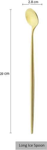 Miniatura 2 de Cuchara de mango largo, agitadores de café dorado mate, cuchara de té helado de 7.87 pulgadas, cucharadita de acero inoxidable 18/10 prémium