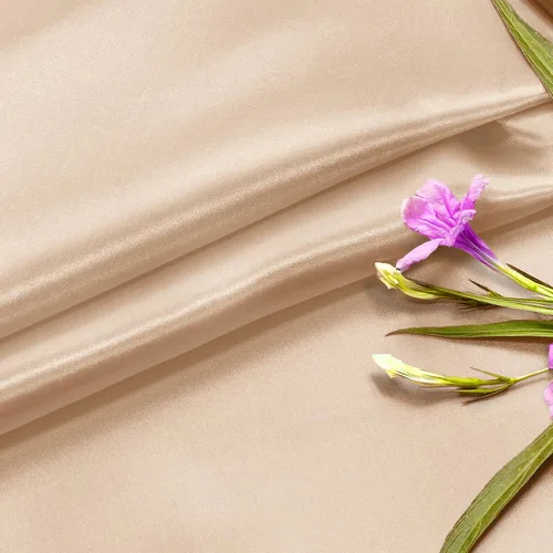 Miniatura 2 de P Pothuiny The Yard, tela de satén beige de 55 pulgadas de ancho, tela de satén Charmeuse sedosa para decoración de vestidos de novia de boda