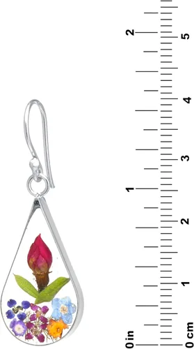 Miniatura 7 de Amazon Essentials Pendientes de plata de ley con forma de lágrima de flor prensada (anteriormente Amazon Collection)