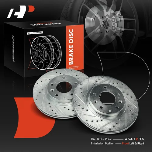 Miniatura 7 de A-Premium Rotores de freno de disco perforados y ranurados delanteros de 11.41 pulgadas (11.409 in) compatibles con modelos seleccionados de Mazda