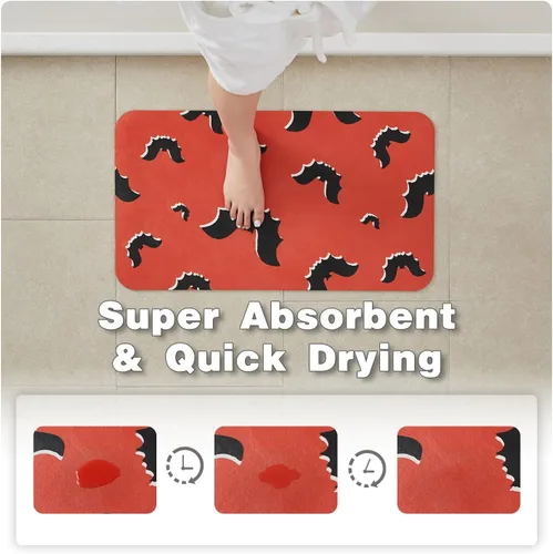Miniatura 3 de TYUU Tapete de Baño de Halloween, Alfombra de Baño de Halloween Delgada Antideslizante de Secado Rápido Tapete de Baño de Murciélago que Cabe Debajo