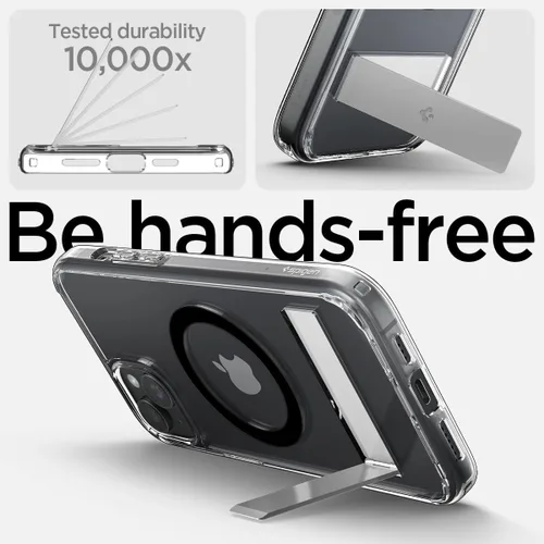 Miniatura 3 de Spigen Funda ultra híbrida S MagFit diseñada para iPhone 15 (2023) [Kickstand] [Amti Yellowing], compatible con MagSafe, color negro