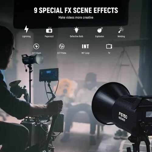 Miniatura 6 de NEEWER FS150 Luz de Vídeo LED 2.4G/Control APP, Luz Continua Silenciosa de 130W 5600K COB Luz Diurna para Fotografía con 4 Tipos de Atenuación