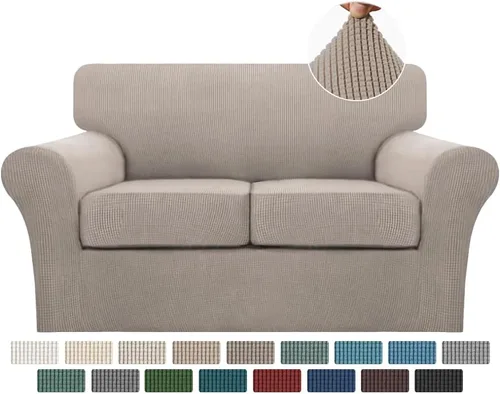 Miniatura 30 de Turquoize 2 fundas para sillas de sala de estar, funda de sofá con fundas de cojín individuales, funda de muebles para sillas (silla, beige biscotti)