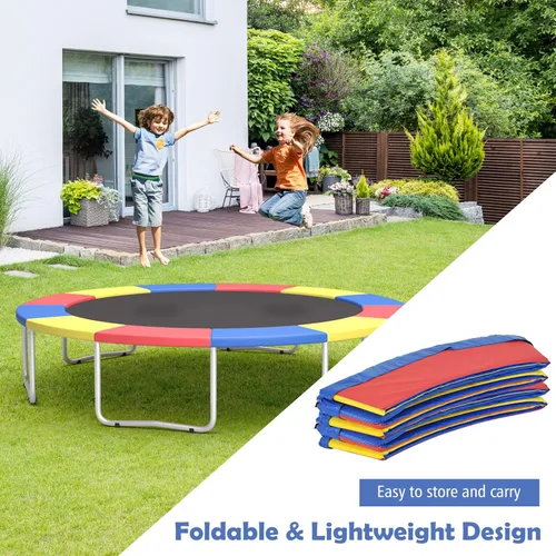 Miniatura 6 de GYMAX Funda de resorte para trampolín, 8/10/12/14/15/16 pies, almohadilla de seguridad de repuesto para trampolín, impermeable y resistente al