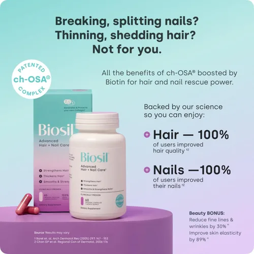 Miniatura 2 de Biosil Cuidado Avanzado del Cabello + de las Uñas - Vitaminas para el Crecimiento para Mujeres - Fortalece y Engrosa las Hebras - 60 Cápsulas