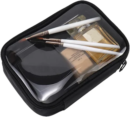 Miniatura 9 de Bolsa de maquillaje de malla, bolsa de aseo de malla negra, bolsa de maquillaje de viaje con cremallera (mediana)