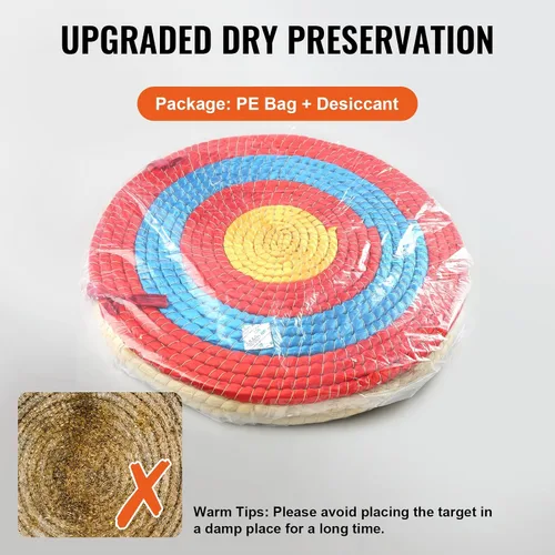 Miniatura 6 de VEVOR Straw Archery Targets, 20" Round Archery Target for Backyard, Traditional Solid Straw, Red
