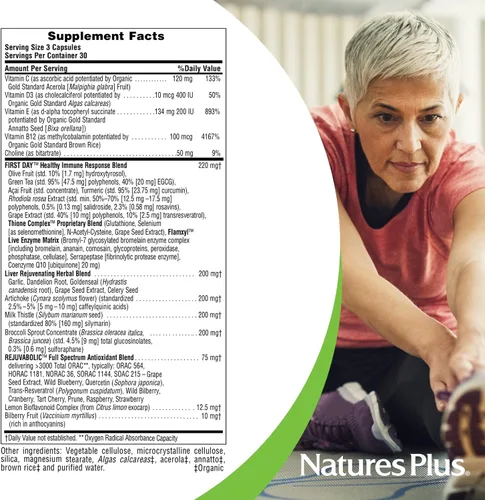 Miniatura 4 de NaturesPlus AgeLoss Soporte hepático - 90 cápsulas - con alcachofa, cardo mariano y colina - vegetariano, sin gluten - 30 porciones