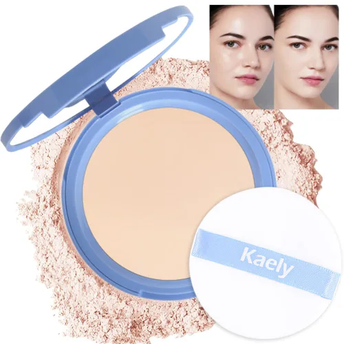 Miniatura 10 de evpct Polvo facial prensado para control de aceite, compacto para mujeres, base de maquillaje translúcida para mujeres, impermeable, de larga