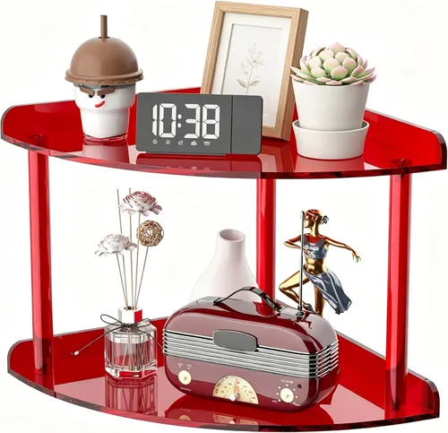 Miniatura 17 de Sezanrpt Estante Organizador de Esquina de Encimera de 2 Niveles 7x7x8 Pulgadas, Organizador de Baño de Acrílico Estante de Esquina para Encimera