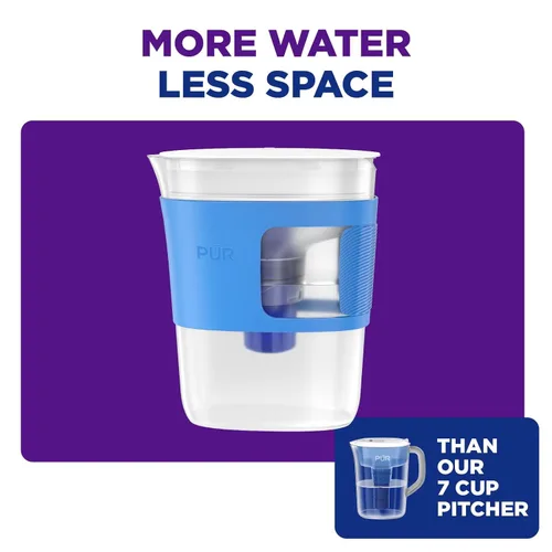 Miniatura 5 de PUR Jarra delgada con filtro de agua, capacidad de 8 tazas, diseño compacto para dormitorios y mini refrigeradores, apta para lavavajillas