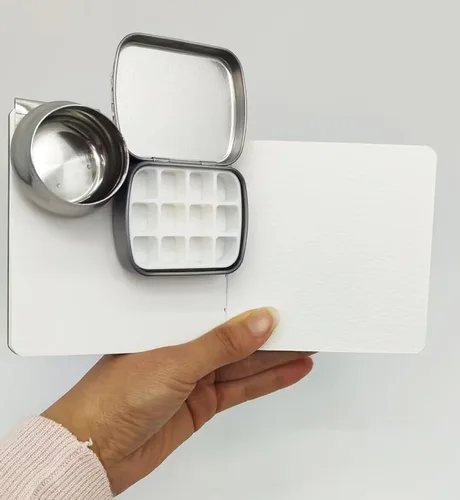 Miniatura 4 de Caja de pintura de cuadrícula de 12 colores, paleta de bocetos portátil, paleta de pintura de acuarela para dibujar, estuche de pintura de viaje